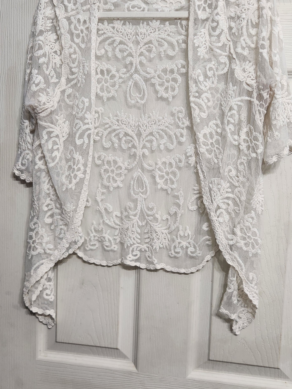 White Lace Open-Front Women's Top